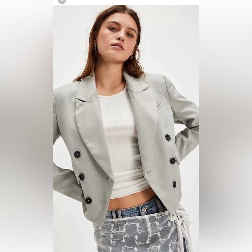 Free People Betty solid blazer in grey
